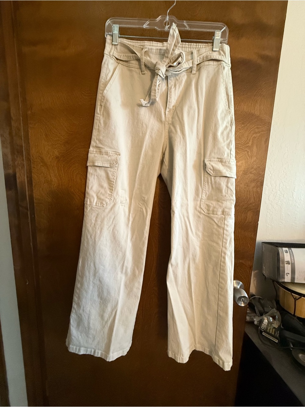 Marc New York Cream Wide-Leg Cargo Trousers